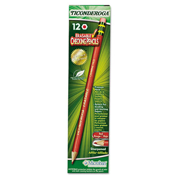 Ticonderoga® Erasable Colored Pencils, 2.6 Mm, 2b (#1), Carmine Red Lead, Carmine Red Barrel, Dozen freeshipping - TVN Wholesale